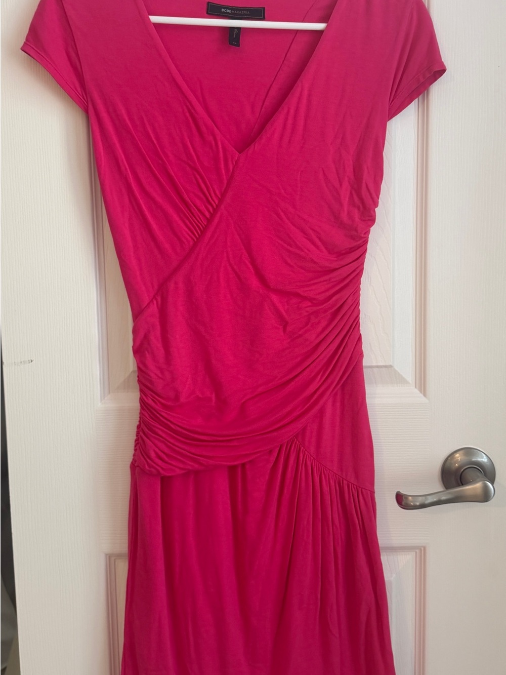 BCBGMaxAzria Fuchsia Wrap-Style Midi Dress